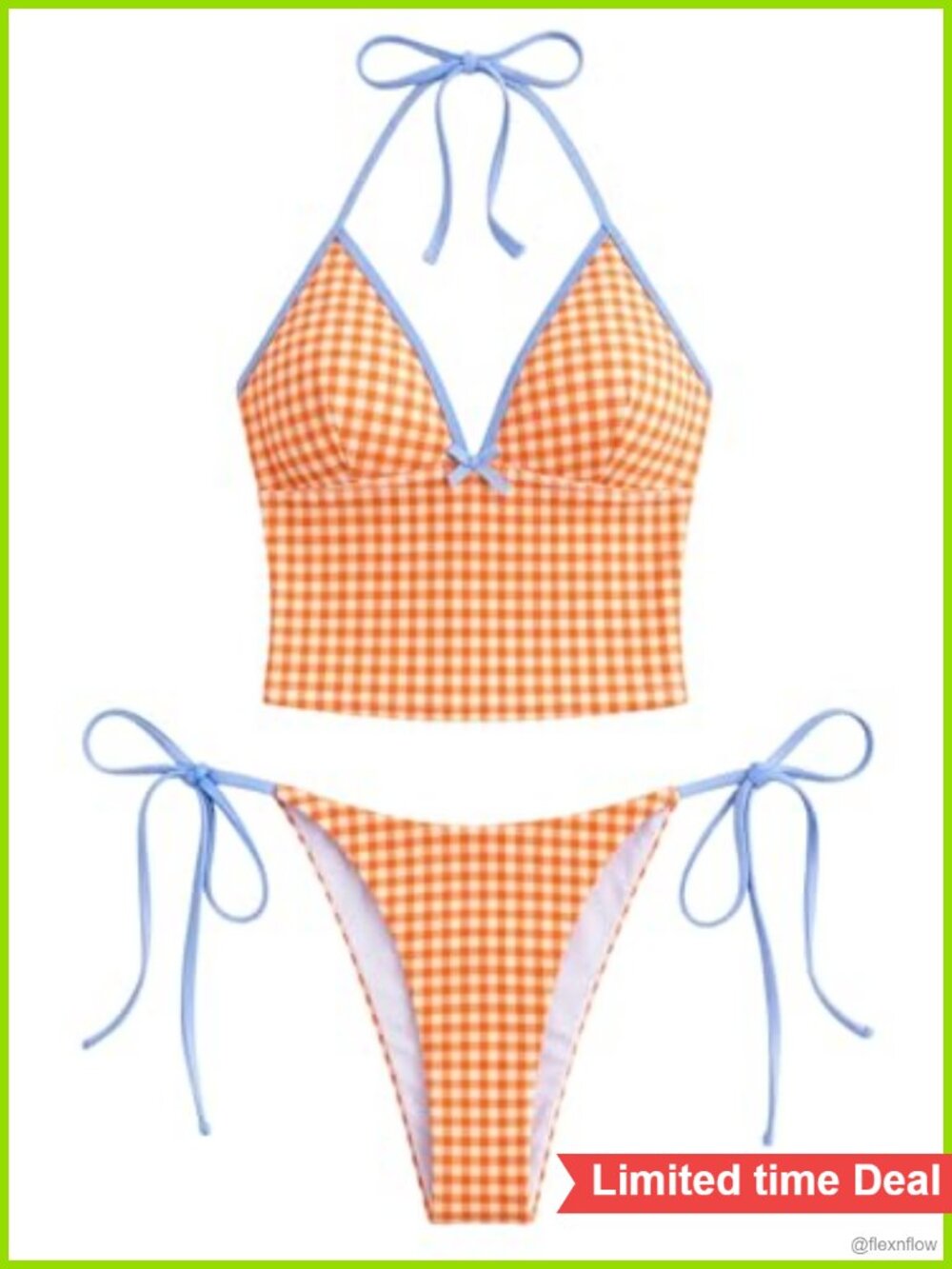 ZAFFUL Women's Halter V Neck Tankini Set Terry Striped